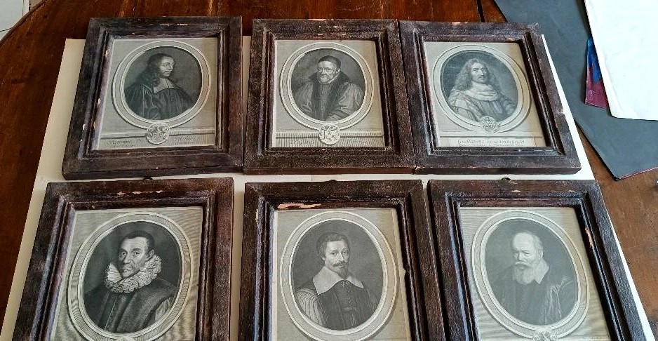 SEI 6 INCISIONI ANTICE FRANCIA XVIII SECOLO -RITRATTI PERSONAGGI - CORNICI