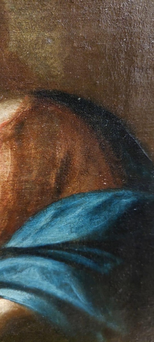 Antico olio su tela- Cristo benedicente -scuola italiana-photo-3