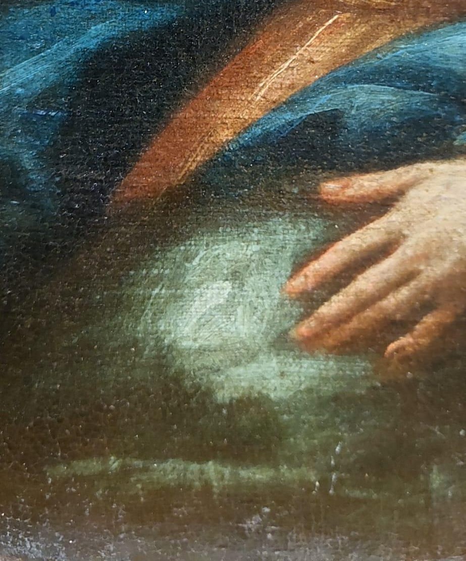 Antico olio su tela- Cristo benedicente -scuola italiana-photo-4