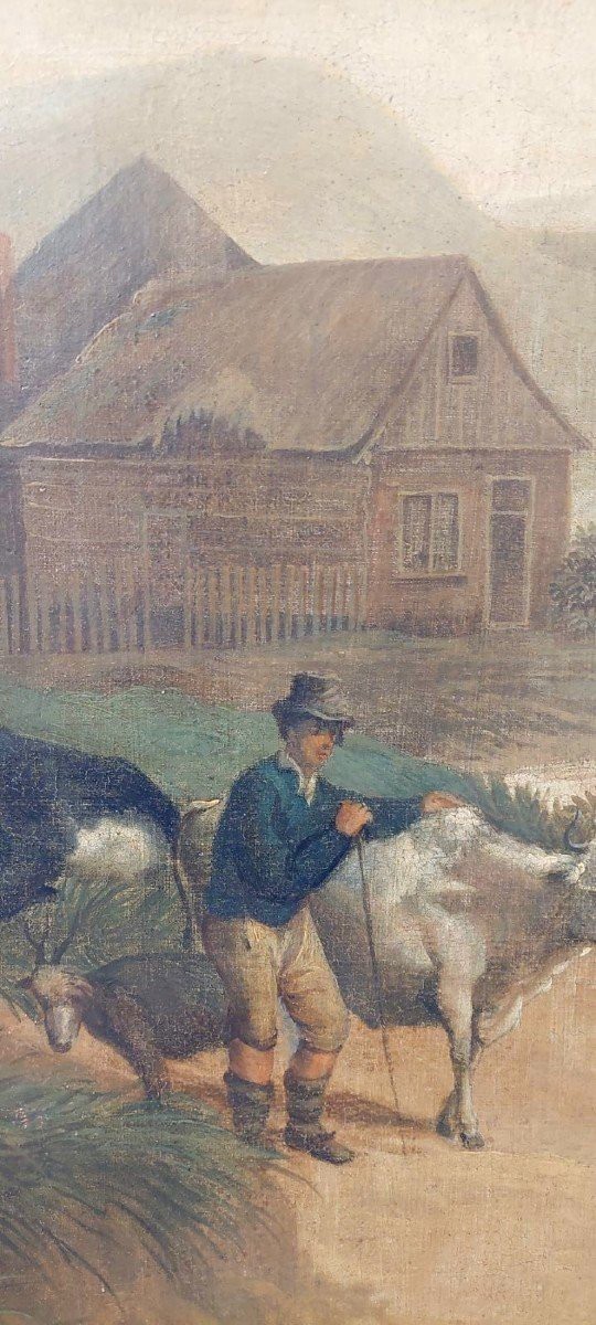 Grande dipinto olio su tela 2 mt x 1,50 mt- paesaggio animato - Charles Louis Verboeckhoven-photo-2