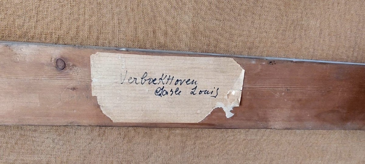 Grande dipinto olio su tela 2 mt x 1,50 mt- paesaggio animato - Charles Louis Verboeckhoven-photo-6