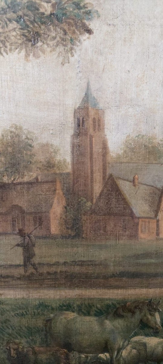 Grande dipinto olio su tela 2 mt x 1,50 mt- paesaggio animato - Charles Louis Verboeckhoven-photo-3