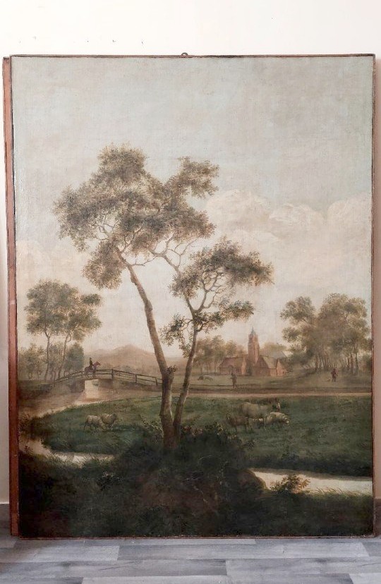 Grande dipinto olio su tela 2 mt x 1,50 mt- paesaggio animato - Charles Louis Verboeckhoven-photo-5