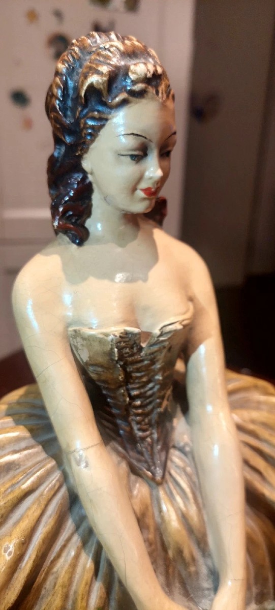 Importante Opera In Terracotta Dipinta MOLLICA Anni 30 firmata 35 Cm-photo-1