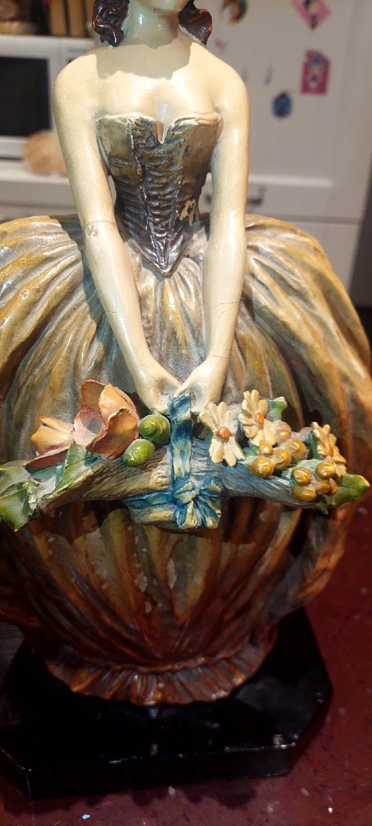 Importante Opera In Terracotta Dipinta MOLLICA Anni 30 firmata 35 Cm-photo-3