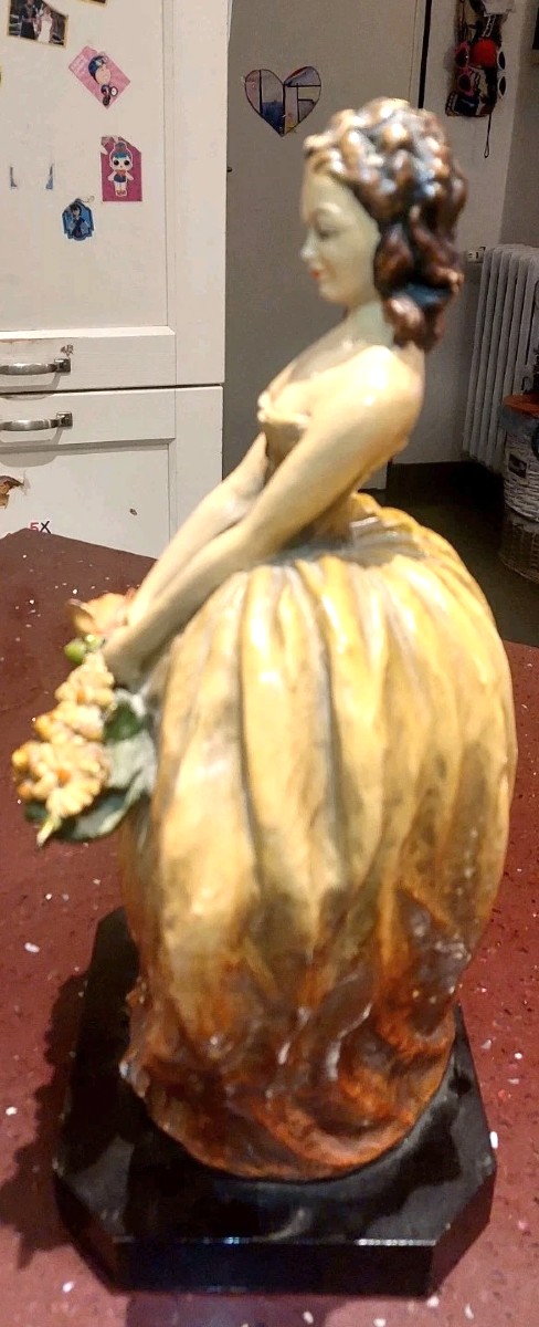 Importante Opera In Terracotta Dipinta MOLLICA Anni 30 firmata 35 Cm-photo-6