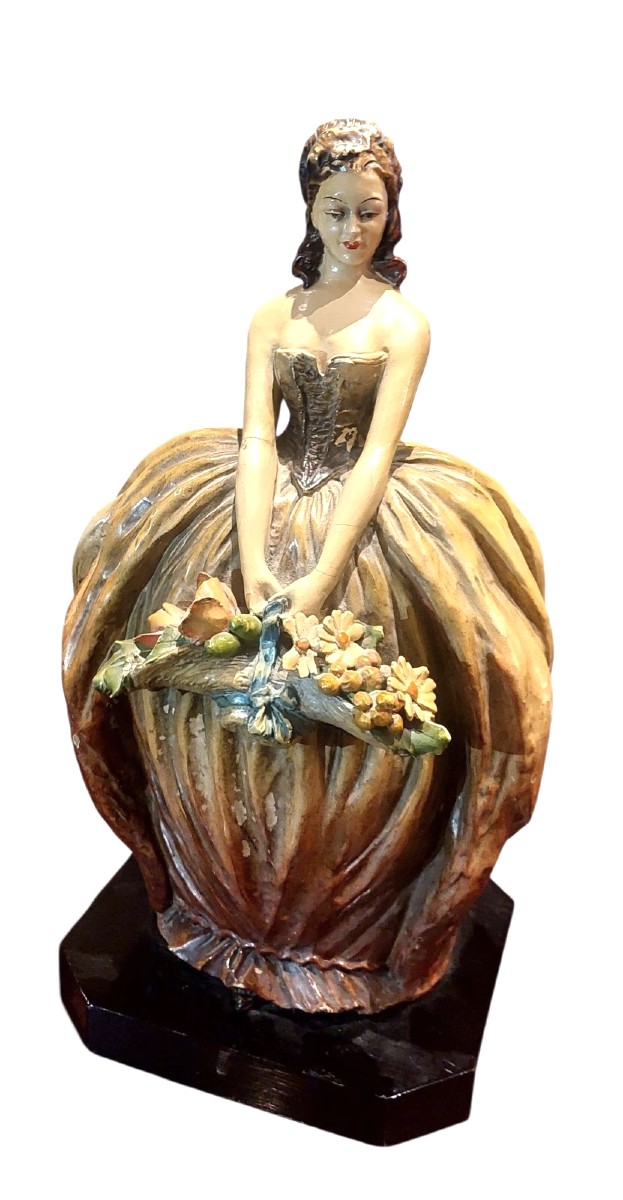 Importante Opera In Terracotta Dipinta MOLLICA Anni 30 firmata 35 Cm