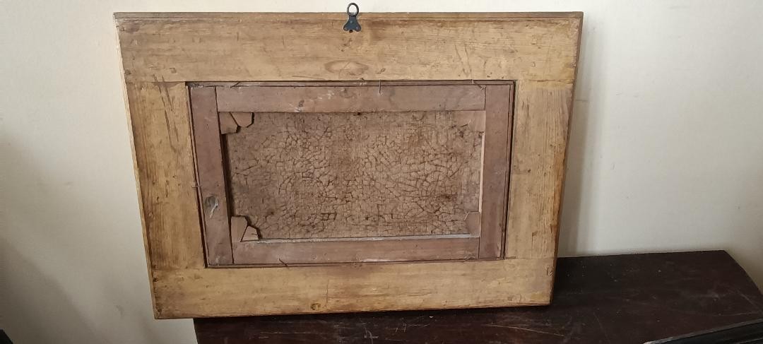 Antico dipinto su tela raffigurante paesaggio bucolico-photo-5