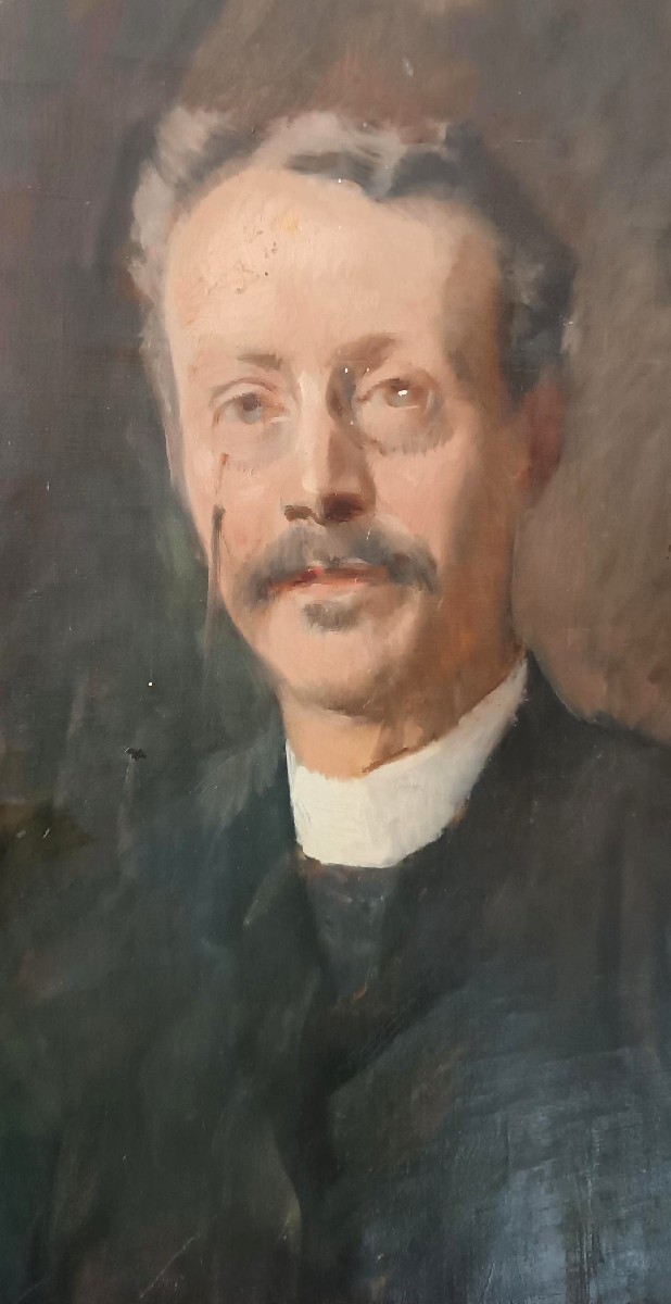 Dipinto olio su tela fine XIX secolo , ritratto-photo-3