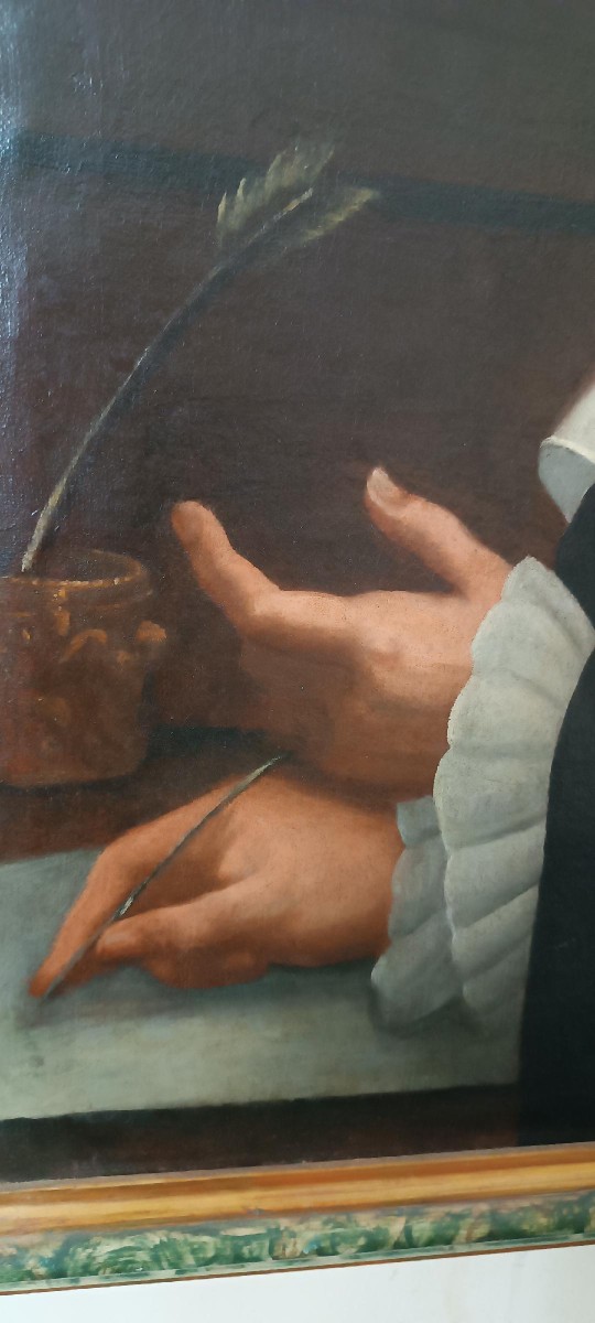 Antico dipinto ritratto di magistrato fine XVII inizi XVIII secolo-photo-3