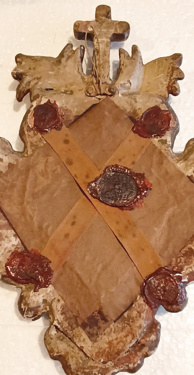 Antico reliquiario in legno dorato con reliquia san Giuseppe Cottolengo -photo-3