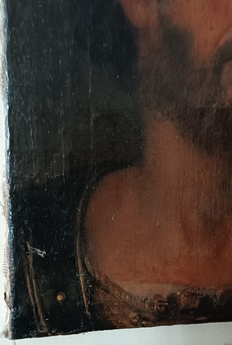 Antico olio su tela ,ritratto guerriero ,XVII secolo-photo-4