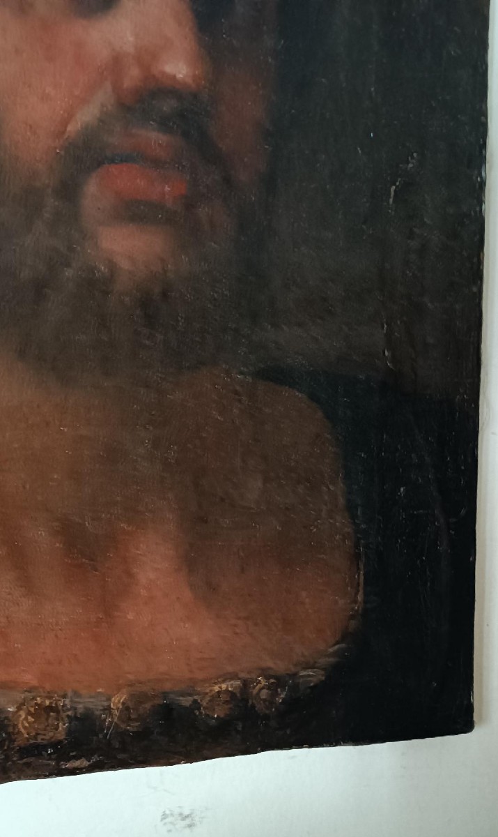 Antico olio su tela ,ritratto guerriero ,XVII secolo-photo-1