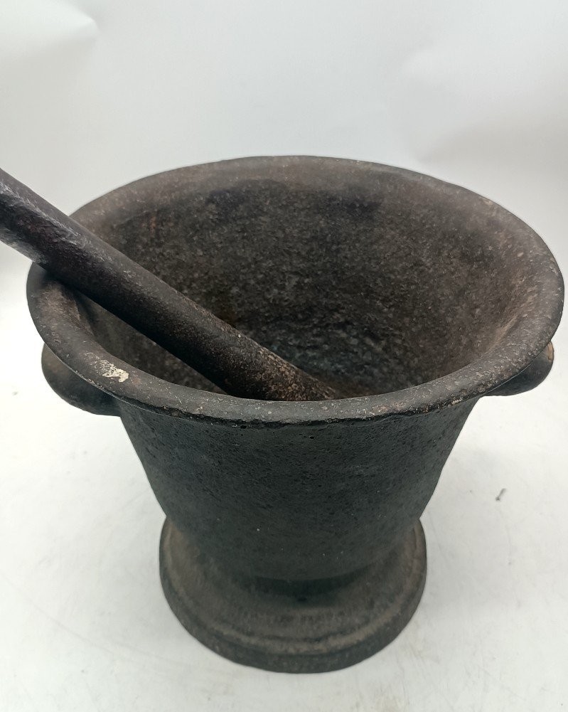 GRANDE MORTAIO IN FERRO AREA TOSCANA XVIII SECOLO-photo-3