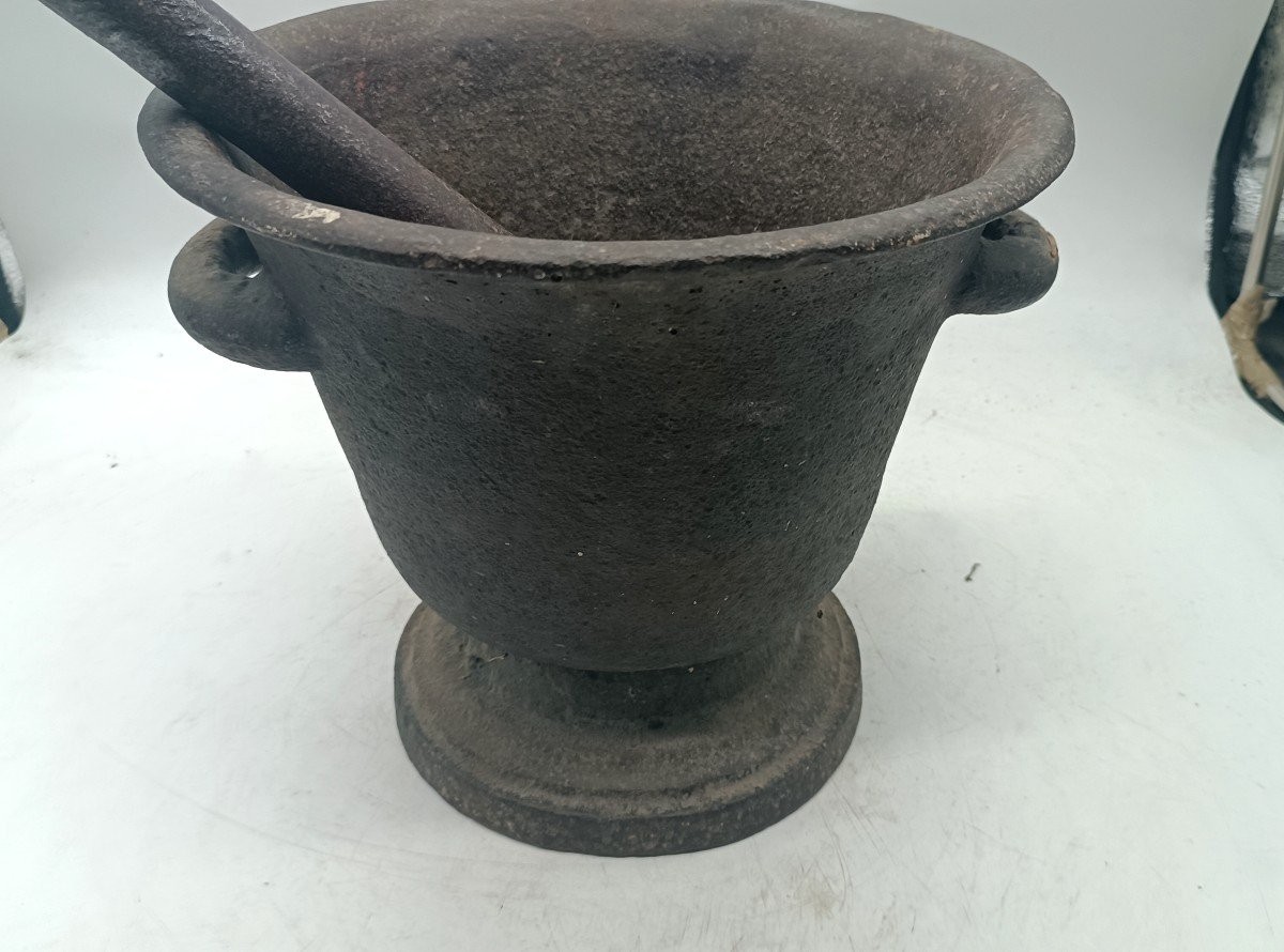 GRANDE MORTAIO IN FERRO AREA TOSCANA XVIII SECOLO-photo-4