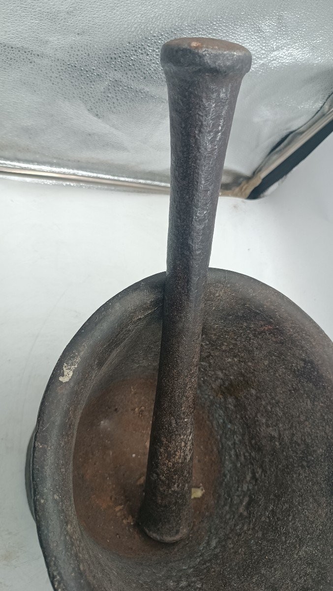 GRANDE MORTAIO IN FERRO AREA TOSCANA XVIII SECOLO-photo-1