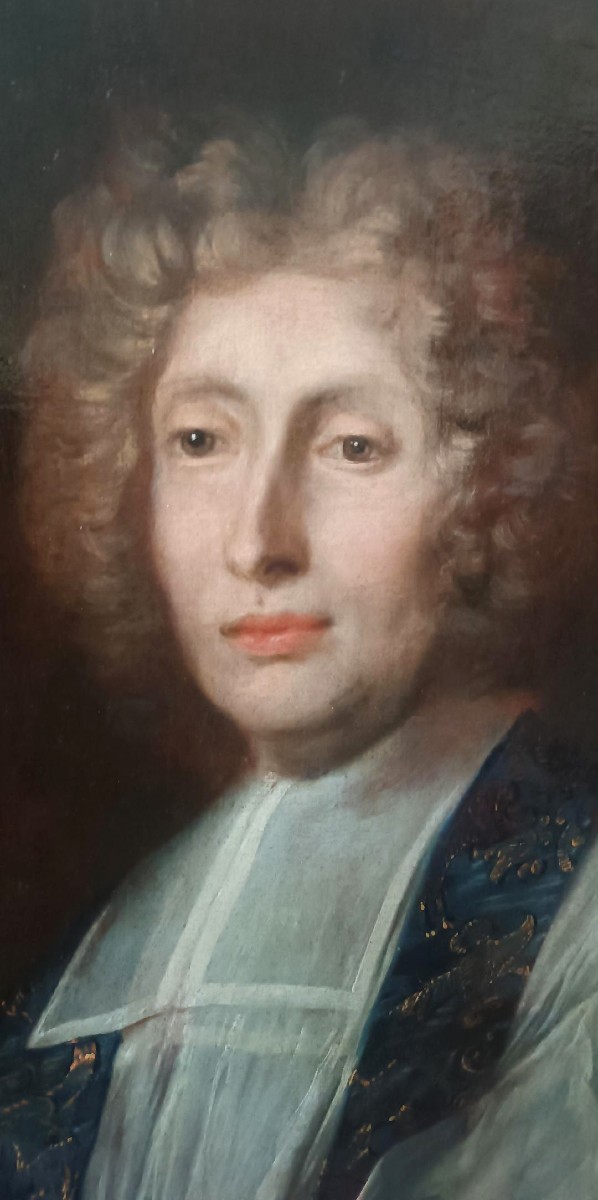 Antico dipinto su tela ritratto prelato ,scuola francese  XVIII secolo-photo-1