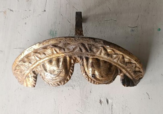 Corona da edicola frammento legno dorato XVIII secolo-photo-3