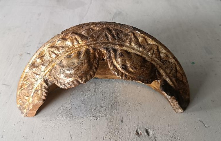 Corona da edicola frammento legno dorato XVIII secolo-photo-4