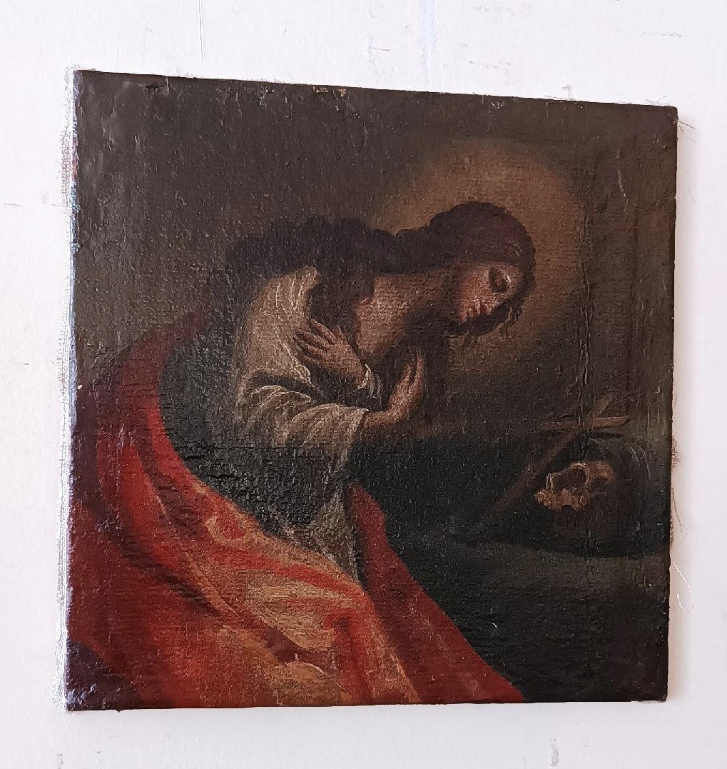 Antico olio SU tela raffigurante Maddalena XVIII secolo Scuola italiana-photo-4