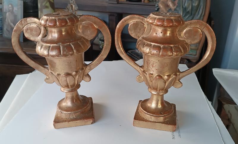 Coppia di porta palme in legno dorato periodo neoclassico fine 700-photo-2