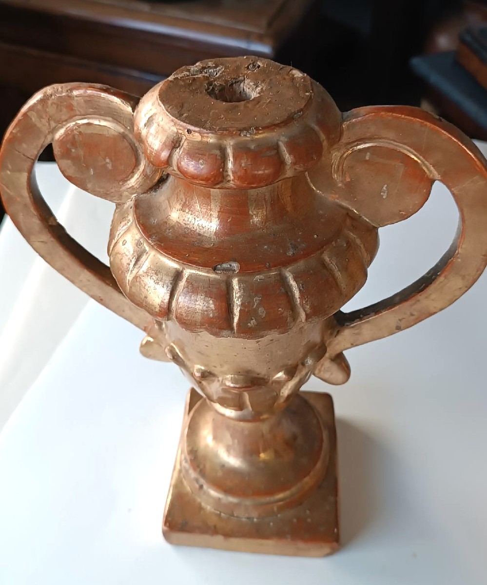 Coppia di porta palme in legno dorato periodo neoclassico fine 700-photo-1