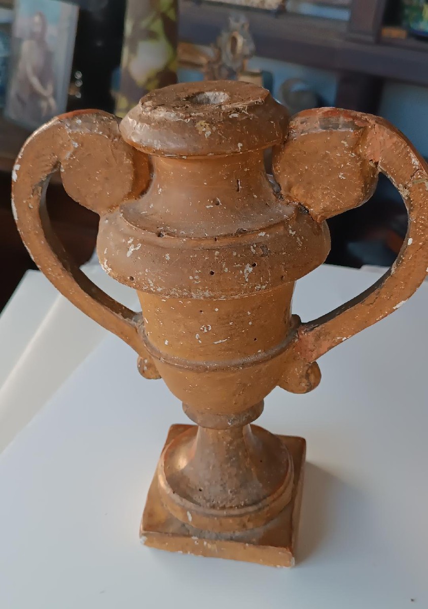 Coppia di porta palme in legno dorato periodo neoclassico fine 700-photo-2