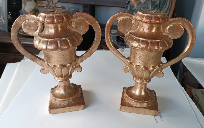 Coppia di porta palme in legno dorato periodo neoclassico fine 700