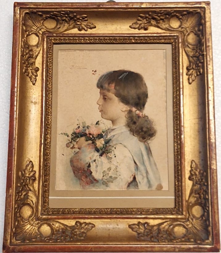 ritratto di fanciulla  ,Alessandro Rontini   Firenze (1854 -1933)