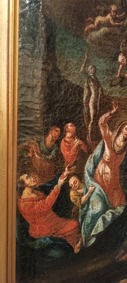 Dipinto antico .- olio su tela - Assunzione della vergine XVIII secolo-photo-4