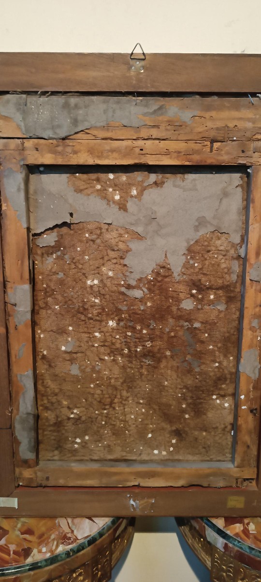 Dipinto antico .- olio su tela - Assunzione della vergine XVIII secolo-photo-4