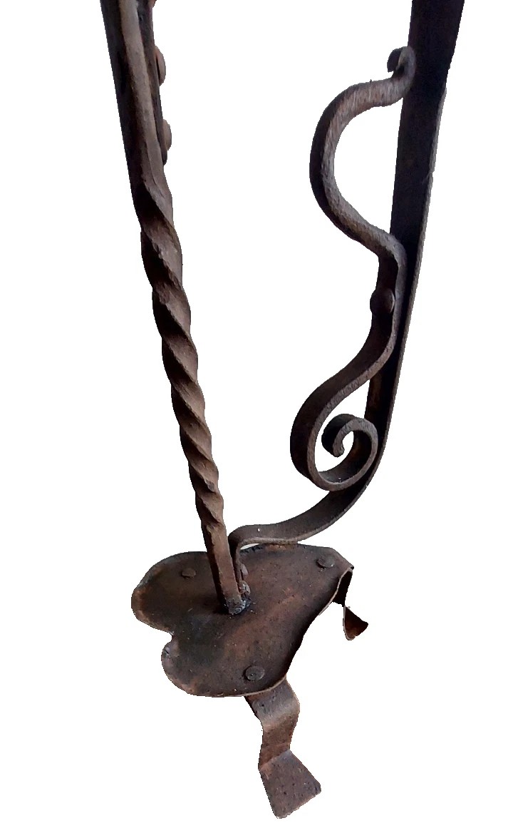 ANTICO CANDELIERE iN FERRO BATTUTO E FORGIATO XVIII Secolo-photo-3