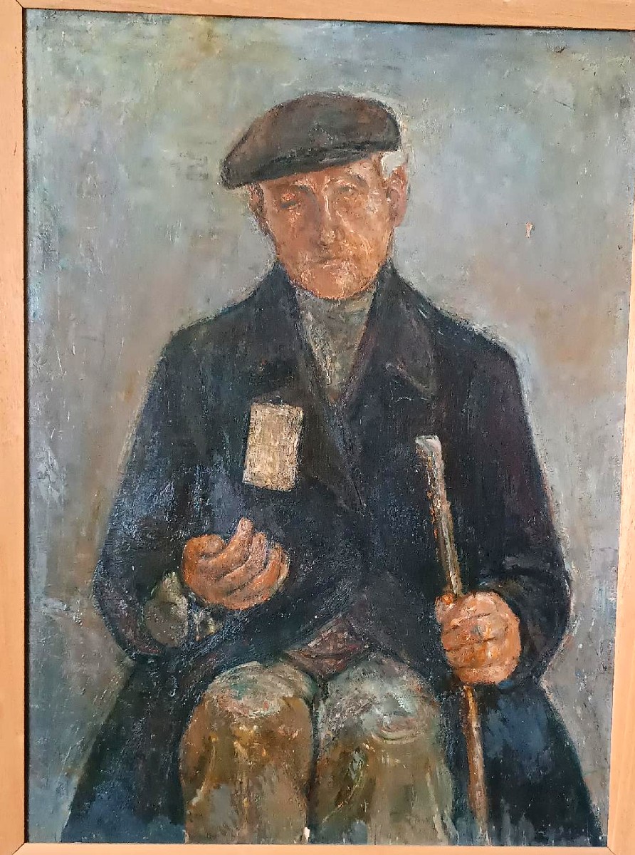 GRANDE Olio su TAVOLA FERRUCCIO FERRI -1940 - "IL CIECO" PUBBLICATO-photo-3