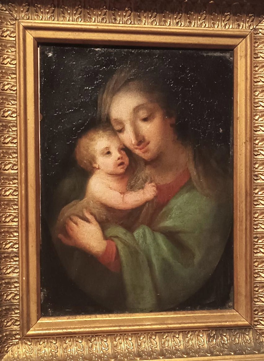 Antico dipinto su rame-madonna con bambino -scuola italiana-photo-1