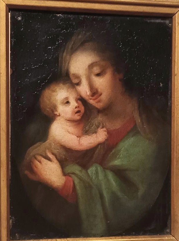 Antico dipinto su rame-madonna con bambino -scuola italiana-photo-2