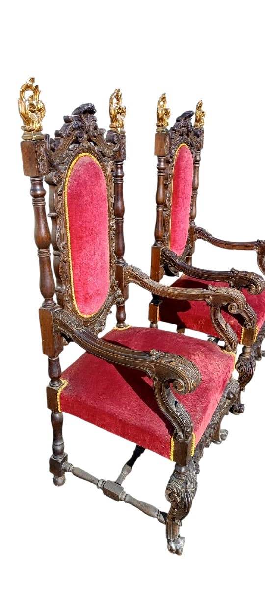 Coppia di poltrone antiche , intagliate noce-photo-3