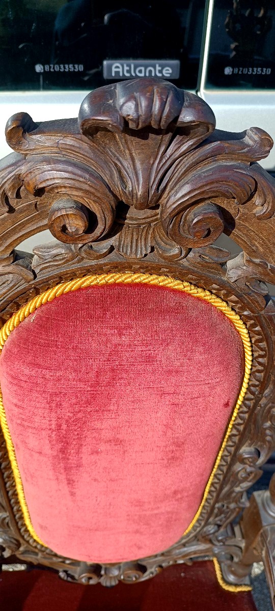 Coppia di poltrone antiche , intagliate noce-photo-3