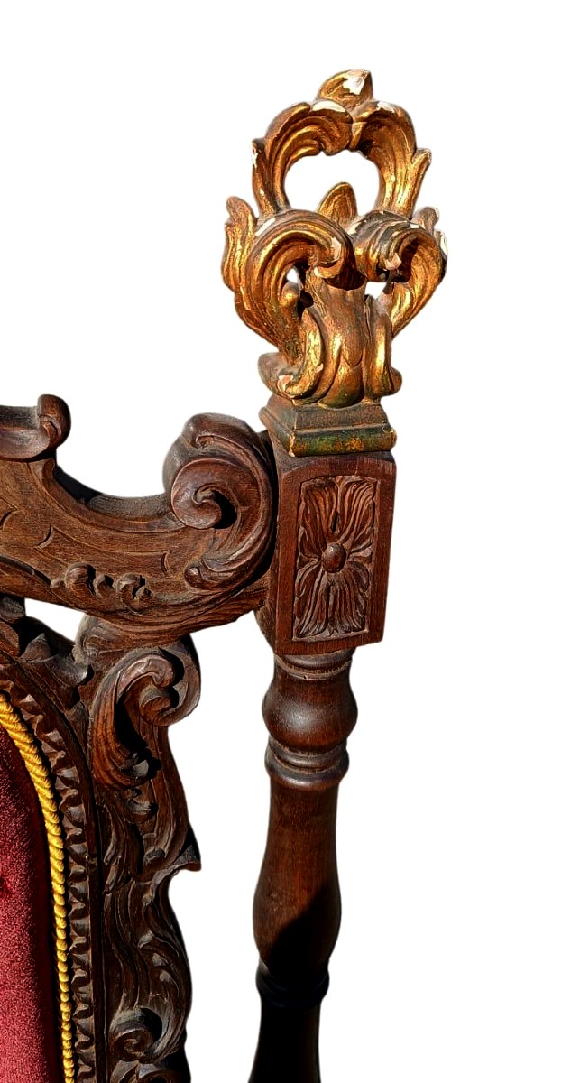 Coppia di poltrone antiche , intagliate noce-photo-4