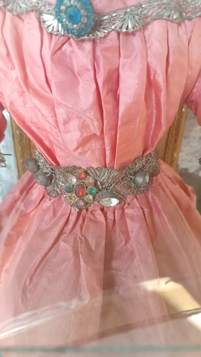 Antico Grande Bambinello Cera con teca originale h.110 cm-photo-2