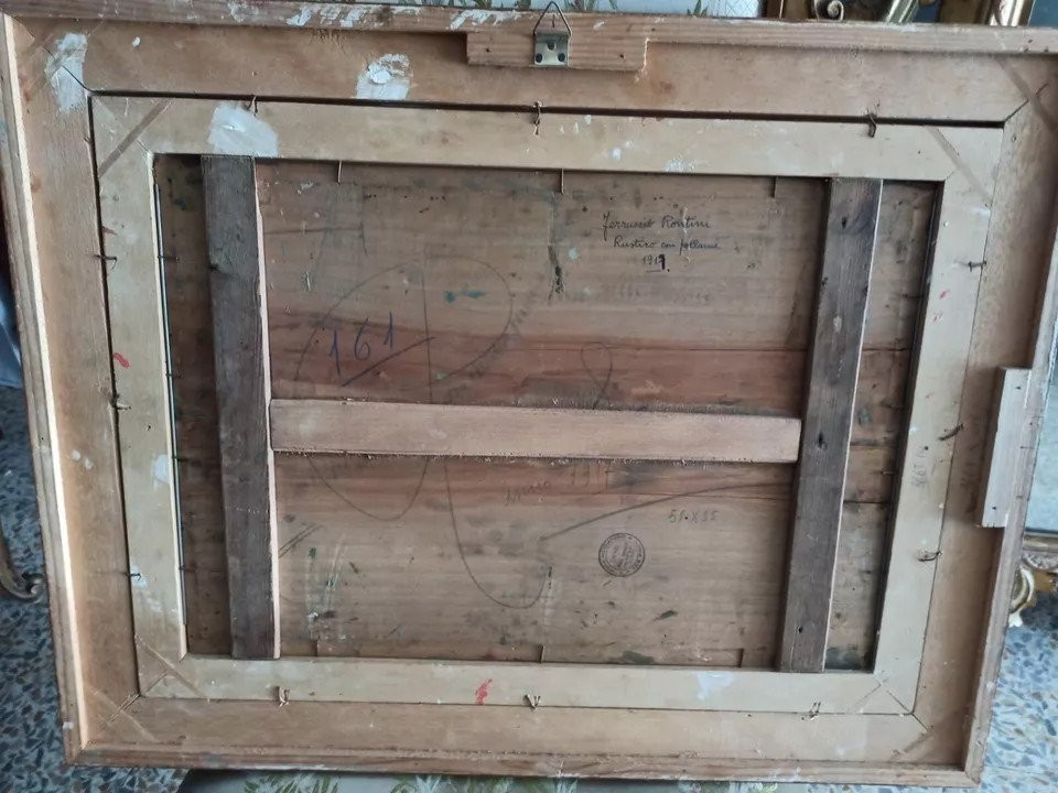 RARO Dipinto olio su tavola Ferruccio Rontini ( 1883-1964 ) 1° periodo 1917-photo-5