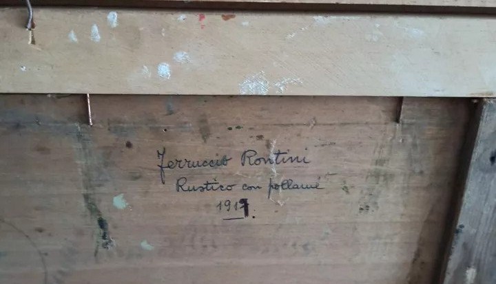 RARO Dipinto olio su tavola Ferruccio Rontini ( 1883-1964 ) 1° periodo 1917-photo-6