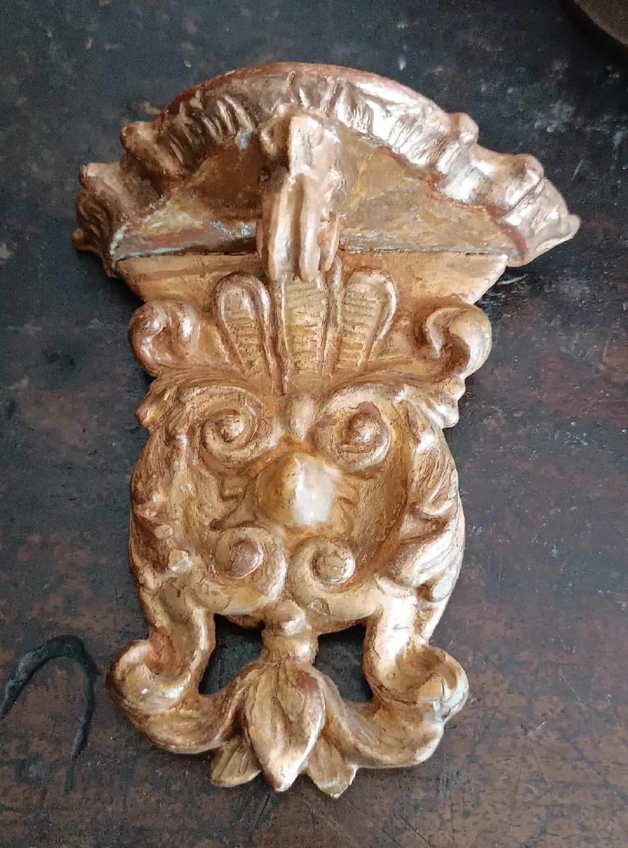 Piccola mensola in legno dorato Barocca XVIII secolo.0-photo-2