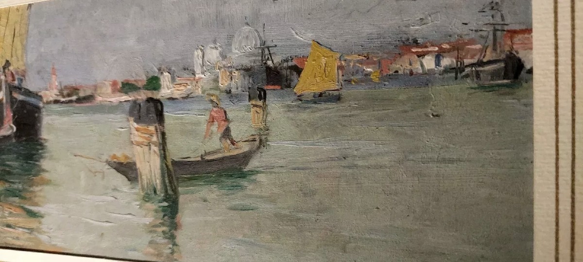 Dipinto Marina , Laguna Venezia , Olio Su Tavola Primi 900 Italia-photo-2
