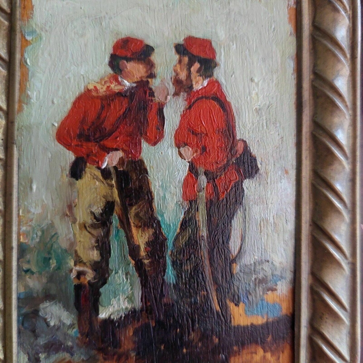 Dipinto olio su tavoletta raffigurante soldati garibaldini primi 9000-photo-4
