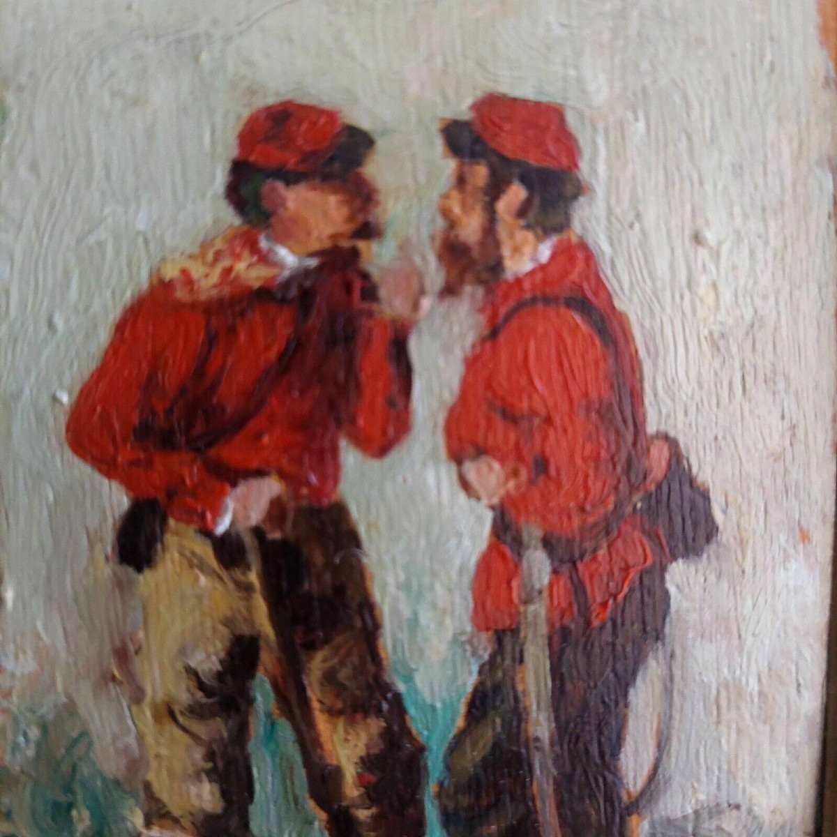 Dipinto olio su tavoletta raffigurante soldati garibaldini primi 9000-photo-1