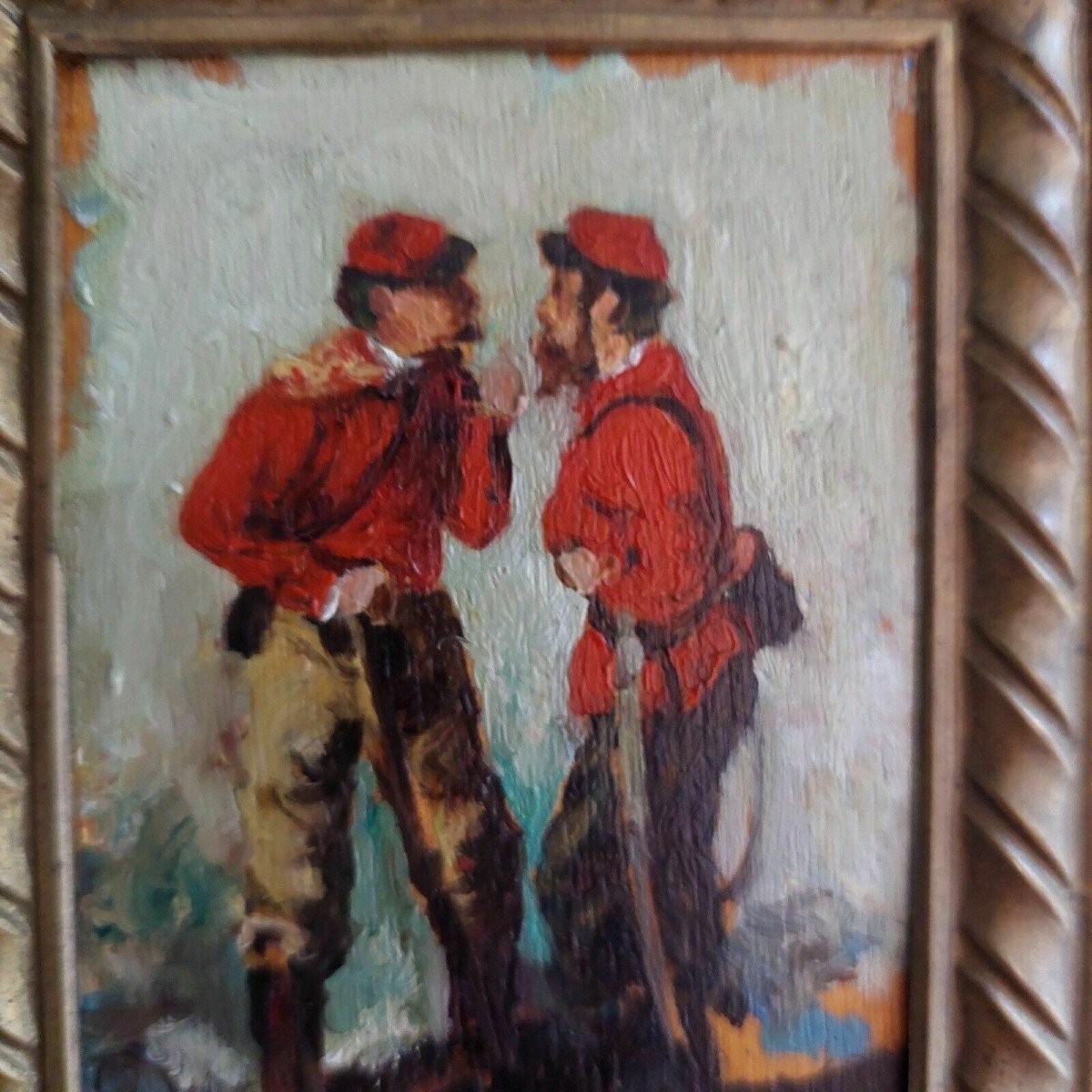 Dipinto olio su tavoletta raffigurante soldati garibaldini primi 9000-photo-2