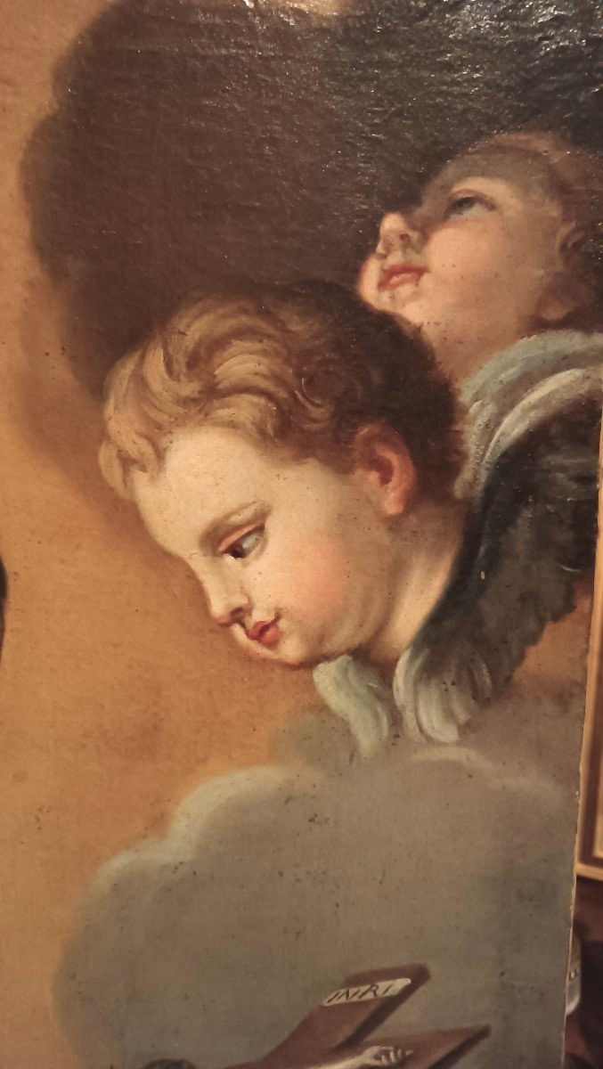 Dipinto antico olio su tela scuola Toscana San Luigi Gonzaga-photo-4