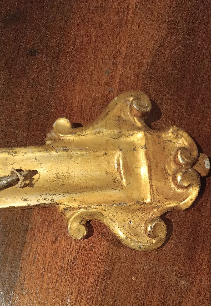 Antico grande crocifisso in legno dorato con cristo XVIII secolo italia-photo-4