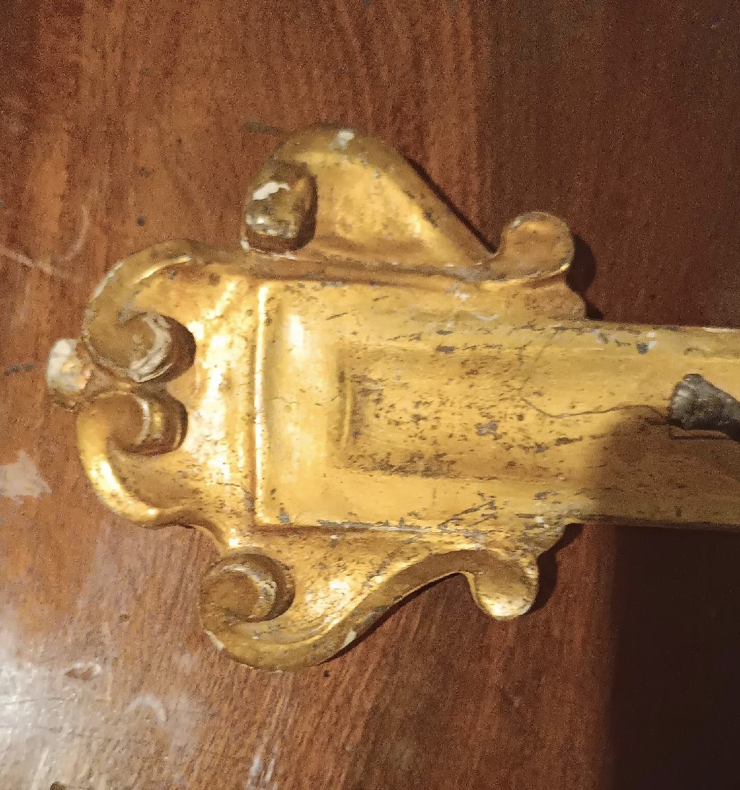 Antico grande crocifisso in legno dorato con cristo XVIII secolo italia-photo-5