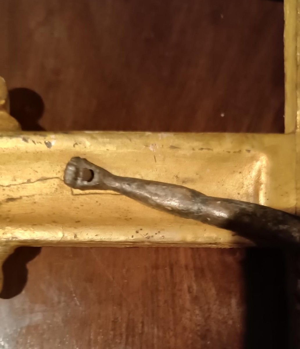 Antico grande crocifisso in legno dorato con cristo XVIII secolo italia-photo-7